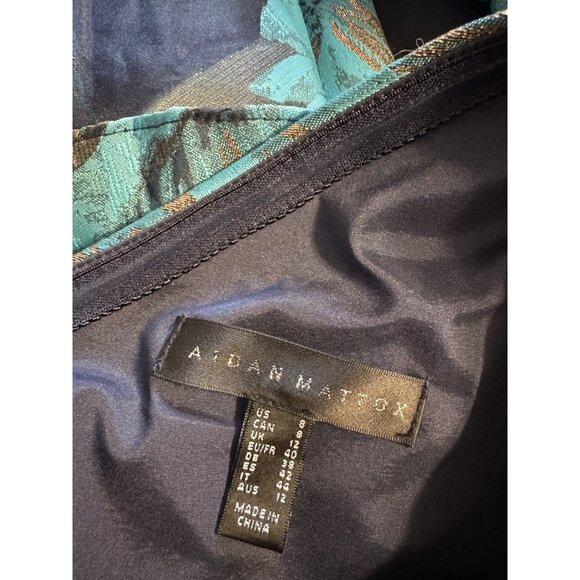 Aidan Mattox Formal Gown 8 Tiered Ruffle A Line Metallic Blue Gold NEW $595 - Picture 6 of 8